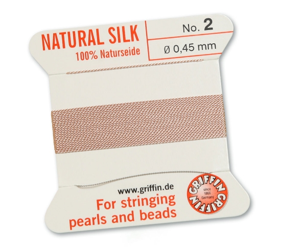 Picture of Griffin Silk Beading Cord & Needle size #2 - 0,45mm Light Pink x2m