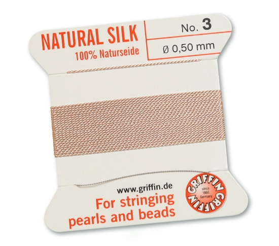Picture of Griffin Silk Beading Cord & Needle size #3 - 0,50mm Light Pink x2m