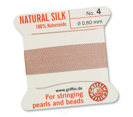 Picture of Griffin Silk Beading Cord & Needle size #4 - 0,60mm Light Pink x2m