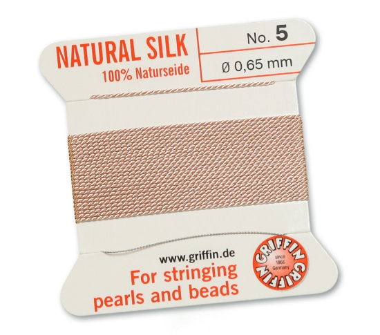 Picture of Griffin Silk Beading Cord & Needle size #5 - 0,65mm Light Pink x2m