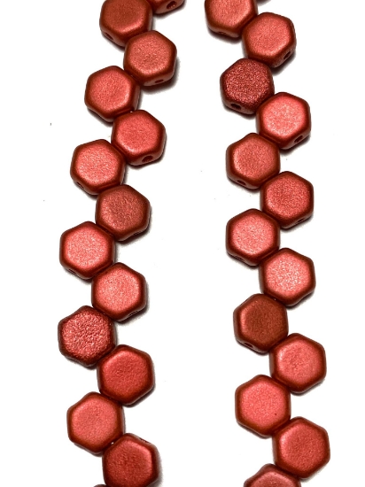 Picture of Honeycomb bead 6mm Chalk Lava Red x30