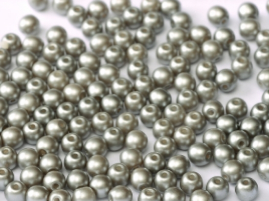 Picture of Czech Glass bead 6mm round Pastel Light Grey x100