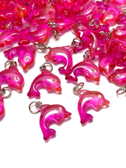 Picture of Pendant YALC Dolphin 18mm Pink  x1