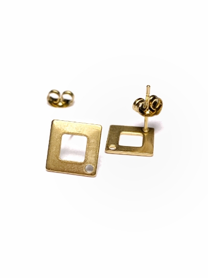 Picture of Stainless Steel Ear stud 10mm rhombus Gold x10