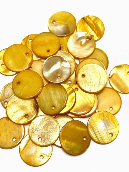 Picture of Shell Sequins round and thick 16mm Yellow x10