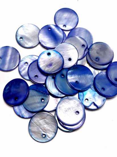 Picture of Shell Sequins round and thick 16mm Blue x10