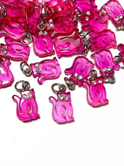 Picture of Pendant YALC Cat 15x10mm Pink x1
