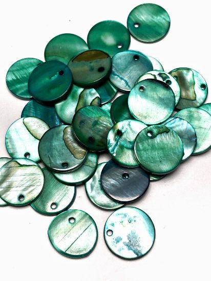 Picture of Shell Sequins round and thick 16mm Emerald x10
