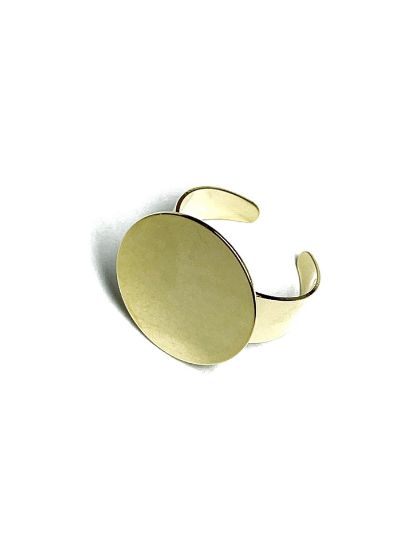Picture of Ring base flat pad 20mm round Gold Plate adjustable x1
