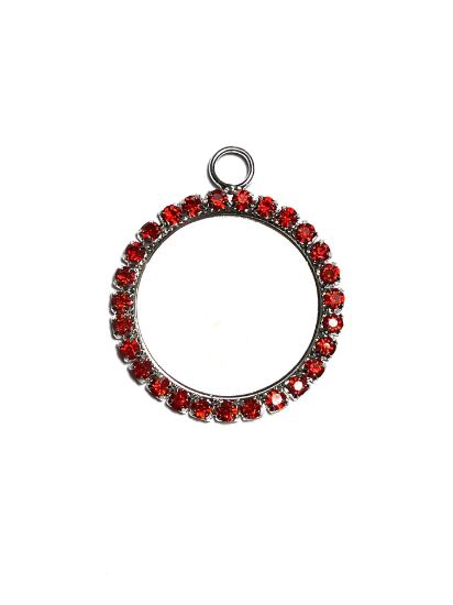 Picture of Pendant Red strass 25mm Silver Tone x1