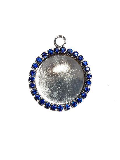 Picture of Pendant Blue strass 25mm Silver Tone x1