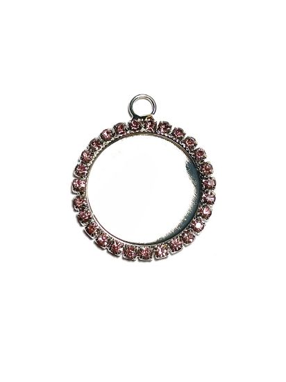 Picture of Pendant Vintage Rose strass 25mm Silver Tone x1