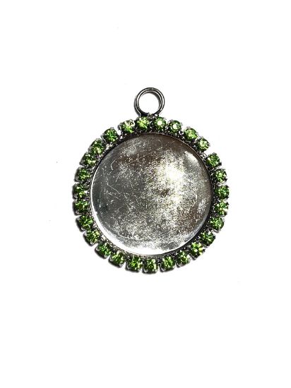 Picture of Pendant Black strass 25mm Silver Tone x1
