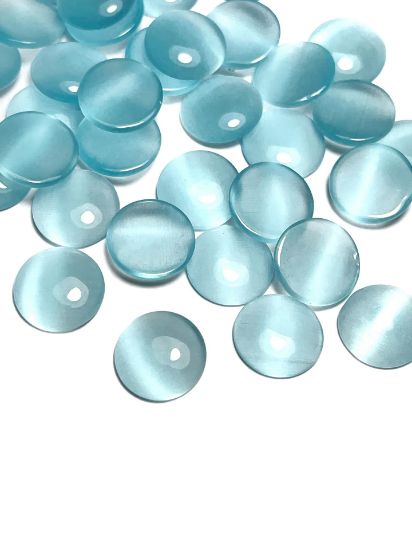 Picture of Cabochon cat's eye glass 12mm round Aqua x1