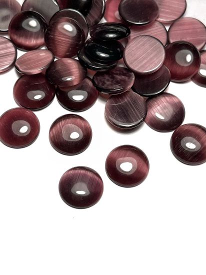 Picture of Cabochon cat's eye glass 12mm round Purple x1