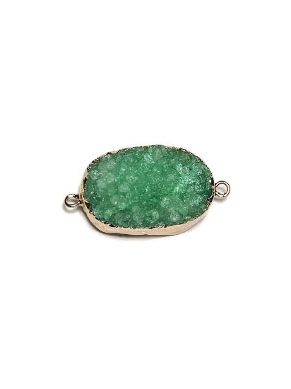 Picture of Link Druzy Agate Green Dyed 35-42mm Gold Tone x1
