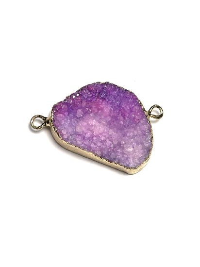 Picture of Link Druzy Agate Purple Dyed 35-42mm Gold Tone x1