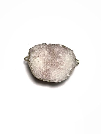 Picture of Link Druzy Agate White Dyed 30-38mm Gold Tone x1