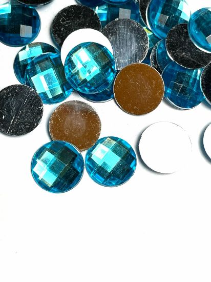 Picture of Faceted Cabochon 14mm Aqua x8