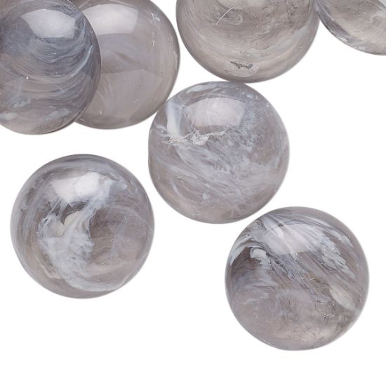 Picture of Vintage Cabochon Acrylic 18mm Marbled Grey x2