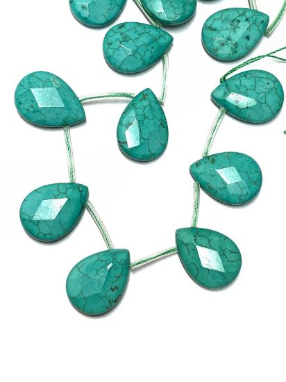 Picture of Magnesite Facet Drop side drilled 19x25mm Turquoise x1