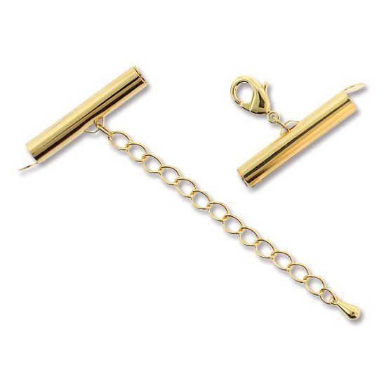 Picture of Slide End Tube 25mm with Extension Clasp Gold Plate x1
