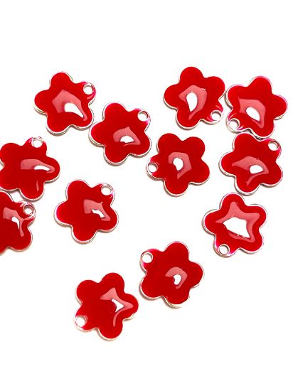 Picture of Candy Flower pendant 10mm Red x2