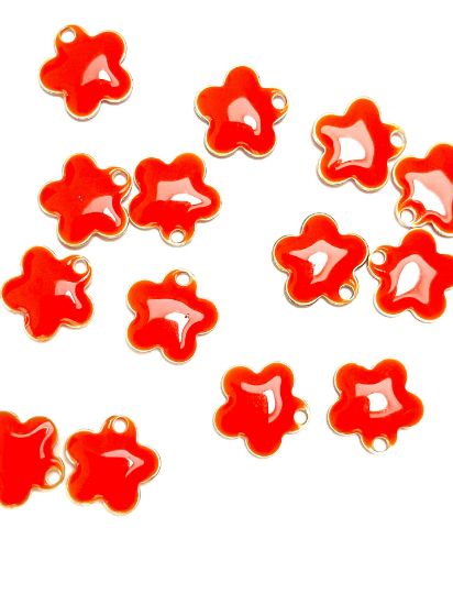 Picture of Candy Flower pendant 10mm Bright Orange x2