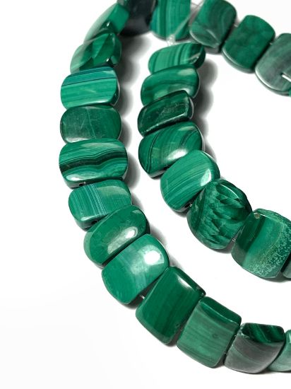 Picture of Malachite (natural) 14x10mm 2-hole Rectangle 1 strand