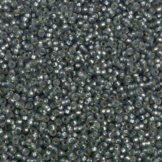 Picture of Miyuki Seed Beads 15/0 1630 Dyed Semi-Frosted Silver Lined Moss Green x10g