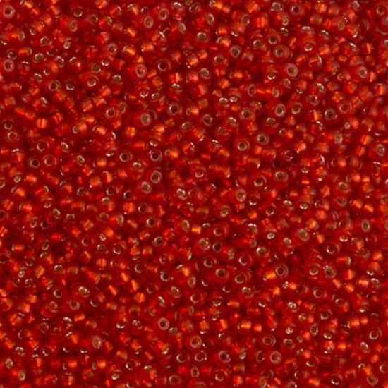 Picture of Miyuki Seed Beads 15/0 1639 Dyed Semi-Frosted Silver Lined Red Orange x10g
