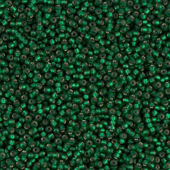 Picture of Miyuki Seed Beads 15/0 27F Mat Silver Lined Dark Emerald x10g