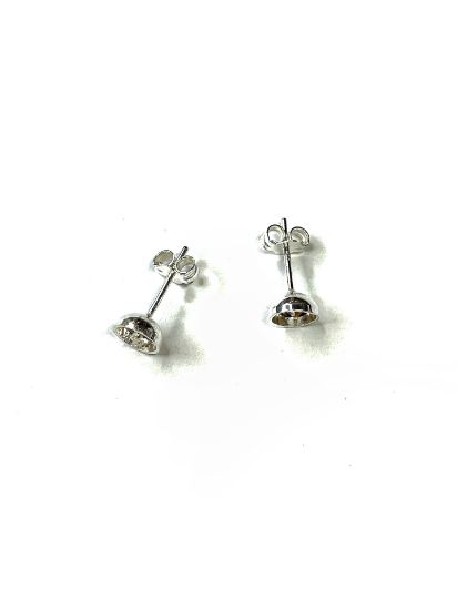 Picture of 925 Silver Ear stud 6mm deep cup with peg x2