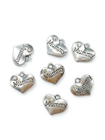Picture of Pendant Heart 16x14mm with Rhinestone "Mummy" x1