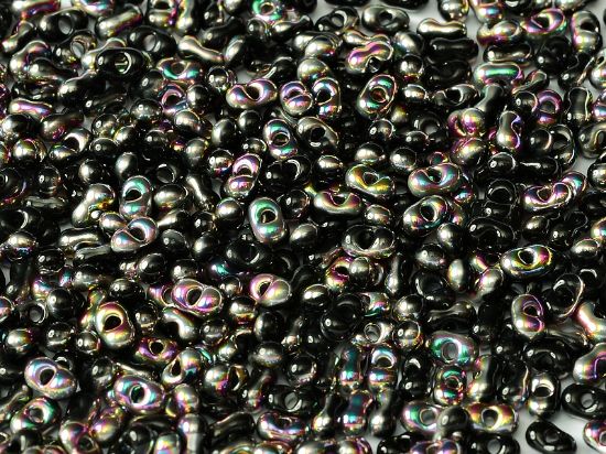 Picture of Peanut beads 2x4mm Jet Green Vitrail x10g
