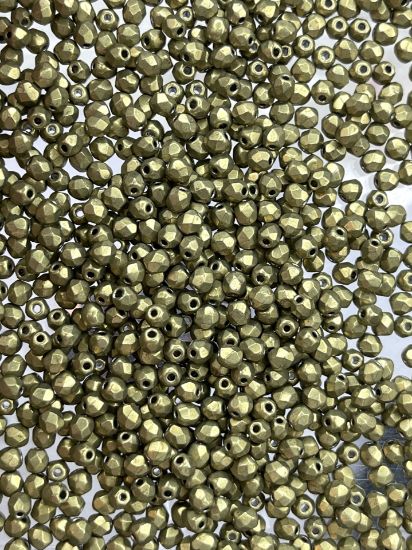 Picture of Fire-Polished 3mm Saturated Metallic Golden Lime x50