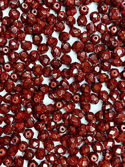 Picture of Fire-Polished 4mm Snake Dark Coral x50