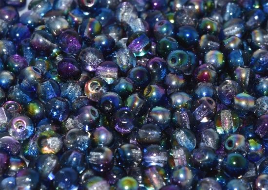 Picture of Round Beads 4mm Crystal Magic Blue x50