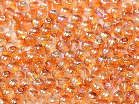 Picture of Round beads 4mm Crystal Orange Rainbow x50