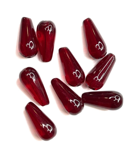 Picture of Glass Drop 20x9mm Dark Red x5