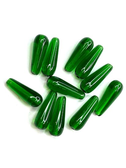 Picture of Glass Drop 16mm Emerald Green x10 