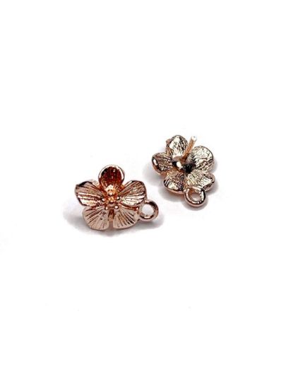 Picture of Premium Ear Stud Flower 10mm w/ loop Rose Gold Plated x2 