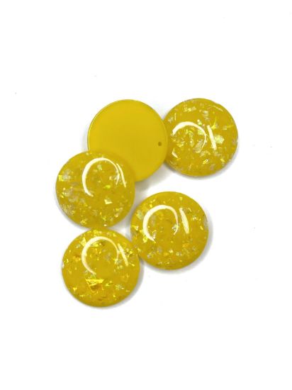 Picture of Resin Pendant Round 28mm Sparkle Yellow x1