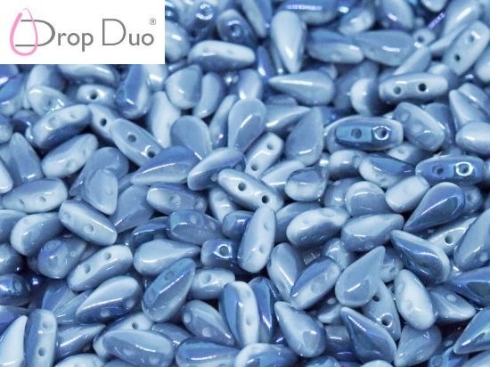 Picture of DropDuo® 3x6mm Chalk White Blue Flare Full x21