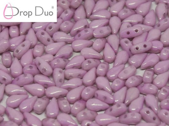 Picture of DropDuo® 2 holes 3x6mm Chalk White Lila Luster x50