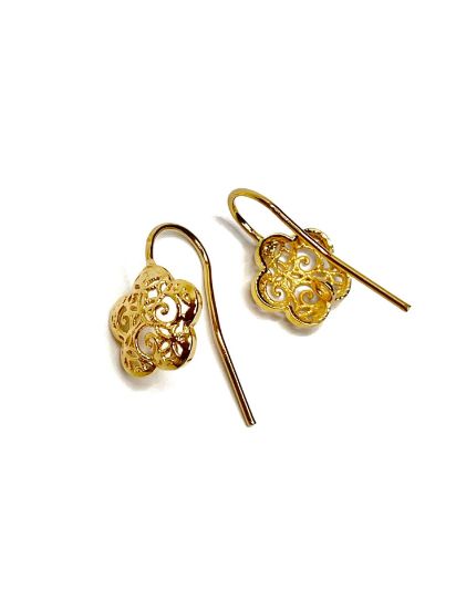 Picture of Premium Ear Stud Lace Flower 12mm Gold Plate x2