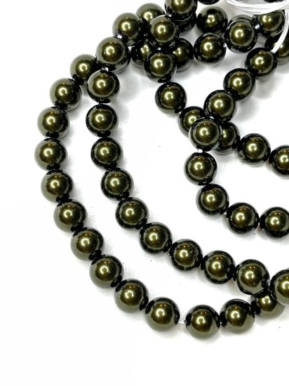 Picture of Preciosa Nacre Round Maxima 4mm Dark Green Pearl x100