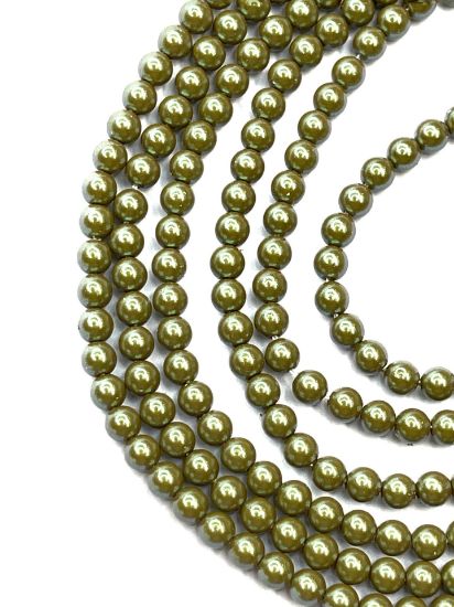 Picture of Preciosa Nacre Round Maxima 4mm Pearlescent Khaki x100