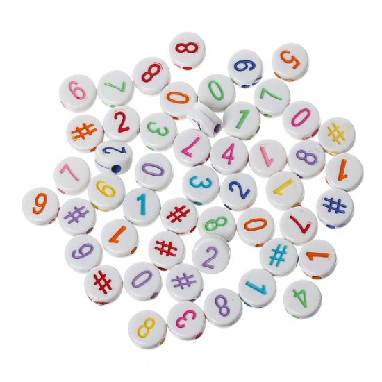 Picture of Acrylic Number Beads 7mm Round Color Mix x50