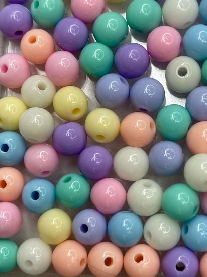 Picture of Acrylic Beads 8mm round Pastel Color Mix x100